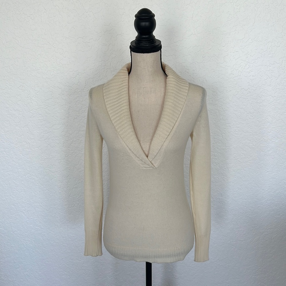 J Crew cashmere v-neck shawl collar sweater Size S